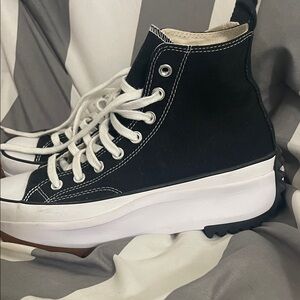 CONVERSE Platform Black High-Top Canvas Sneakers